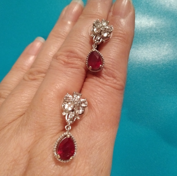 Jewelry - NIASSA RUBY AND WHITE TOPAZ EARRINGS
